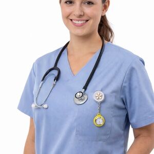 Lancardo Retractable Nurse Watch Yellow Silicone Floral Badge Clip